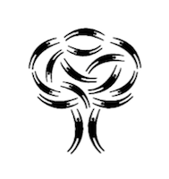 A logo of people-figures flying around a tree