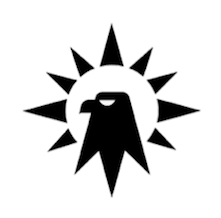 An eagle symbol encircled of triangles